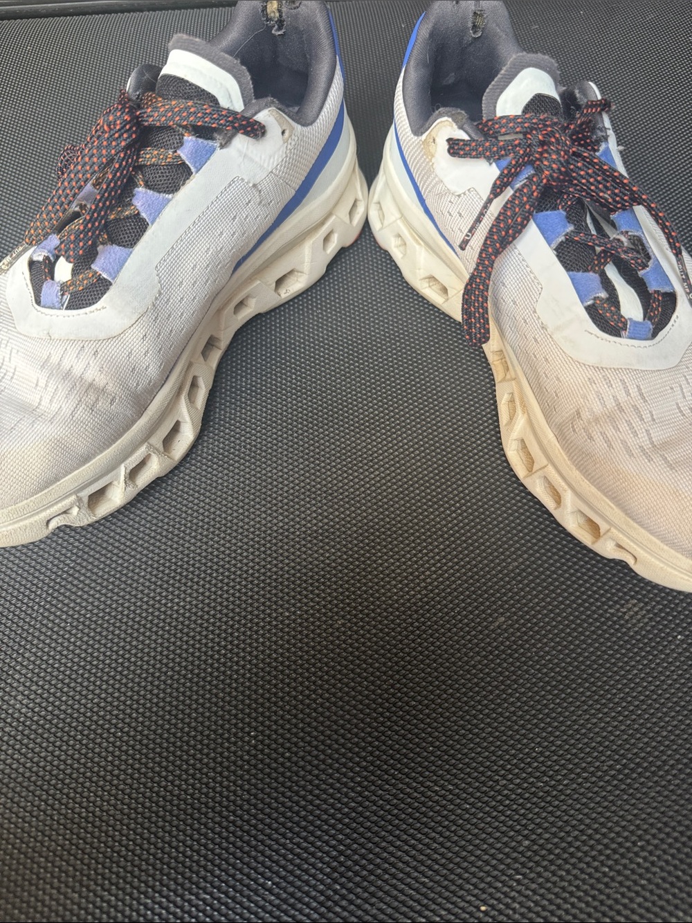 On Running White and Blue Mesh Trainers with Orange Accents - Picture 6 of 8